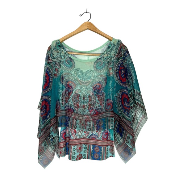 One World Womens Boho Fairycore Overlay Y2K Hippie Top Medium M - Picture 1 of 7